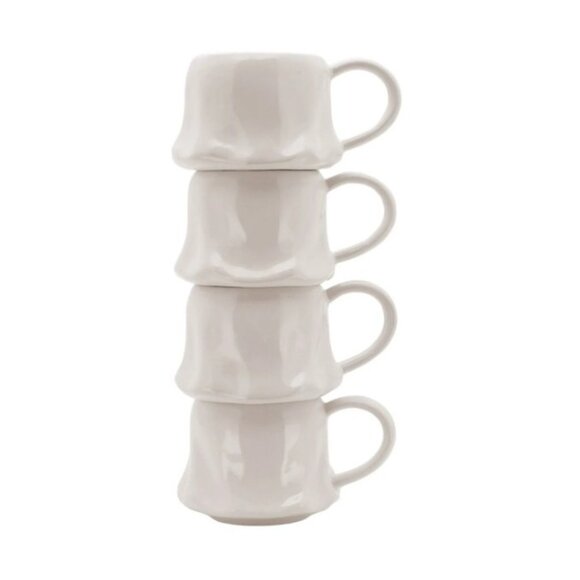 NEW Ceramic Ghost Mugs Mug Set of 4 Stacking Stackable White Stoneware Can hold - Picture 4 of 16